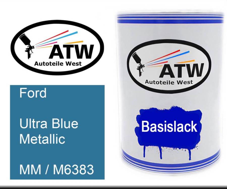 Ford, Ultra Blue Metallic, MM / M6383: 500ml Lackdose, von ATW Autoteile West.